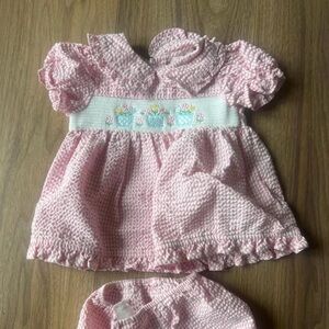 Baby Togs Pink Checkered Baby Dress 3-6 months 2 piece set